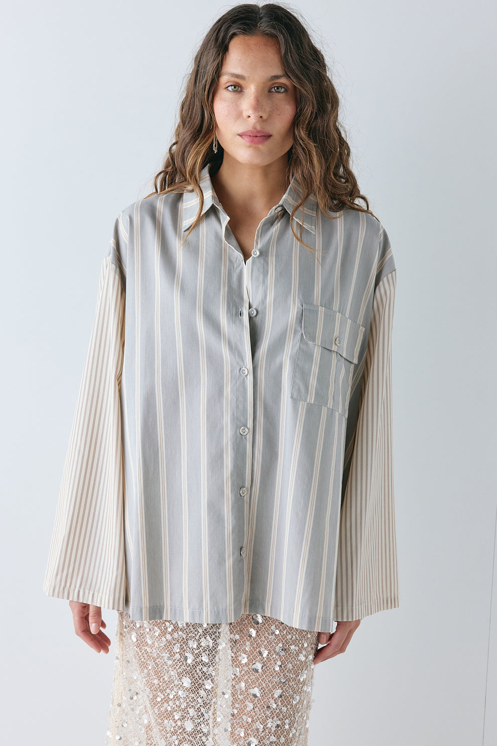 Vale Shirt Grey Stripe - size:Stephanie:AU 6 / US 2