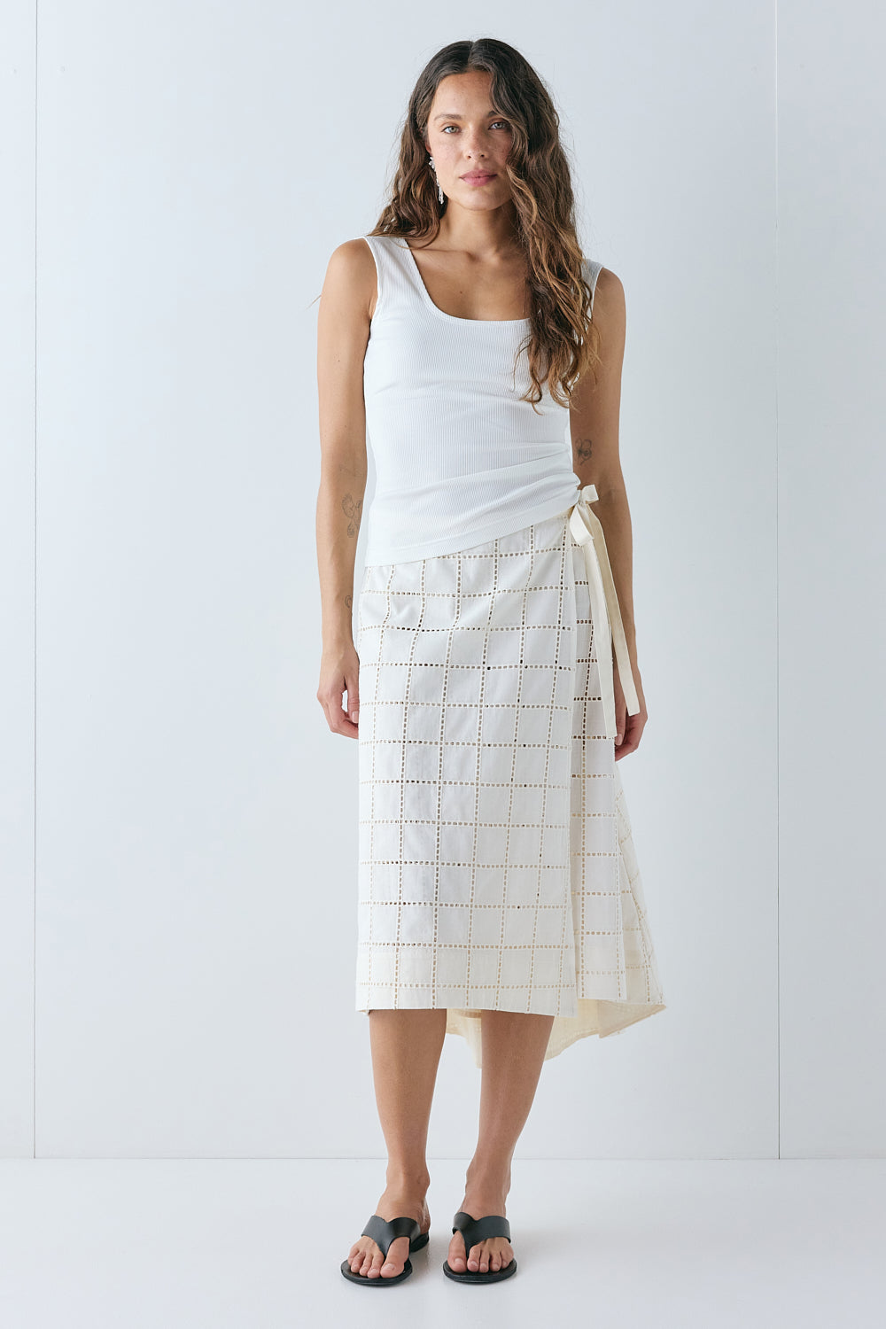 Lucille Anglaise Midi Skirt Cream