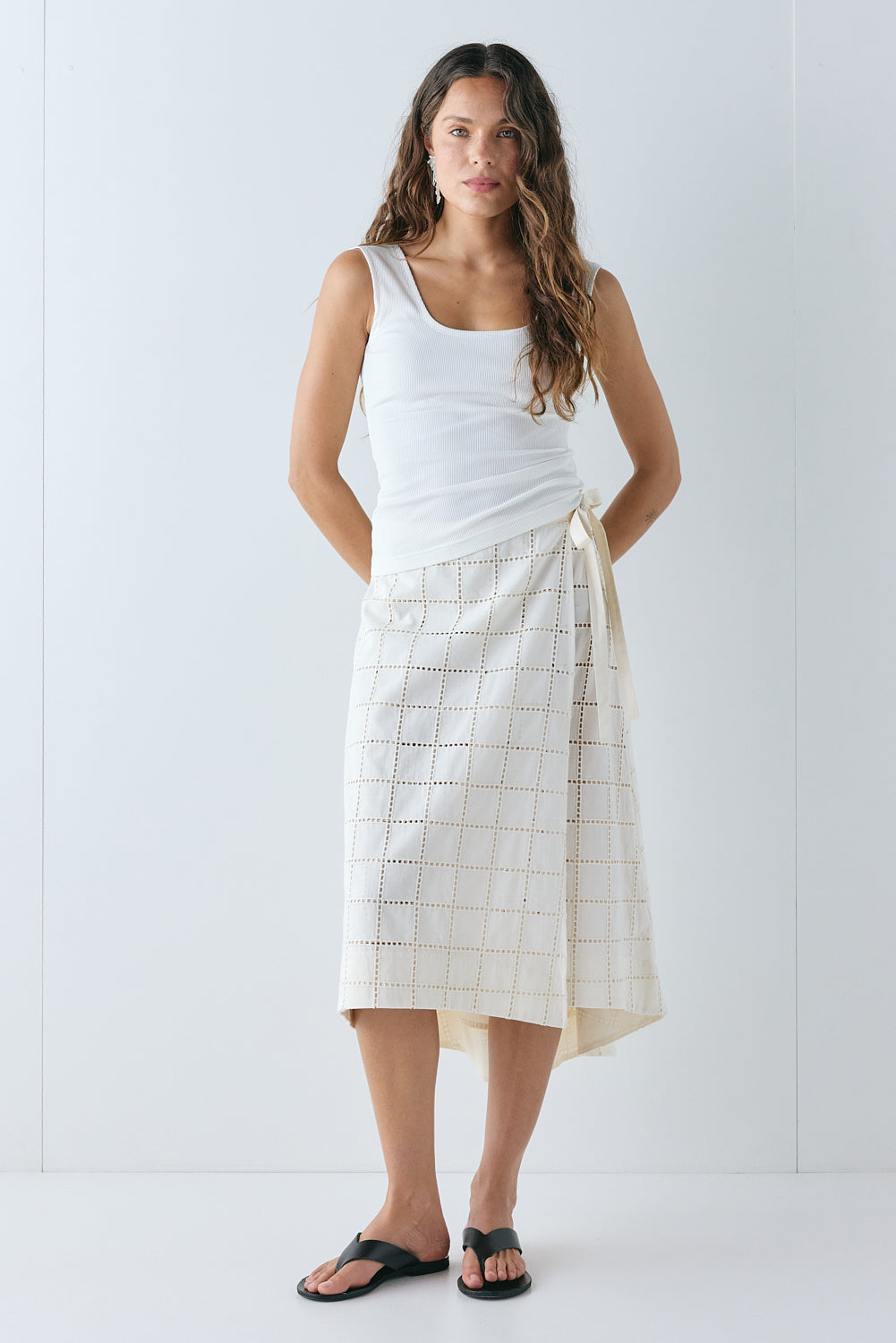 Lucille Anglaise Midi Skirt Cream - size:Stephanie:AU 6 / US 2