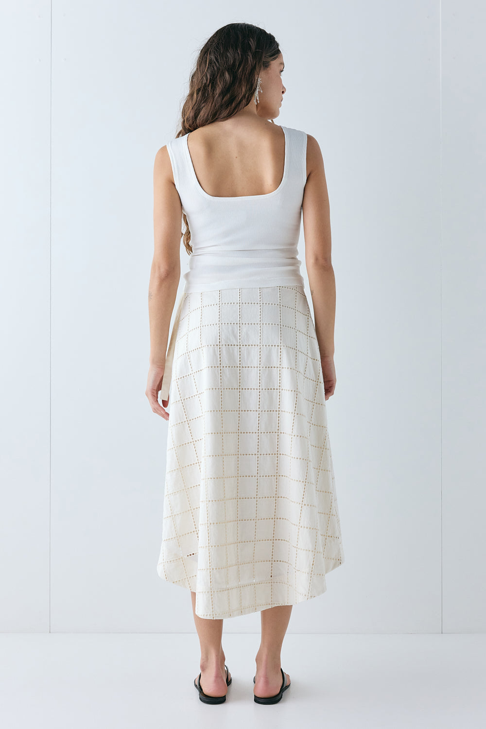 Lucille Anglaise Midi Skirt Cream
