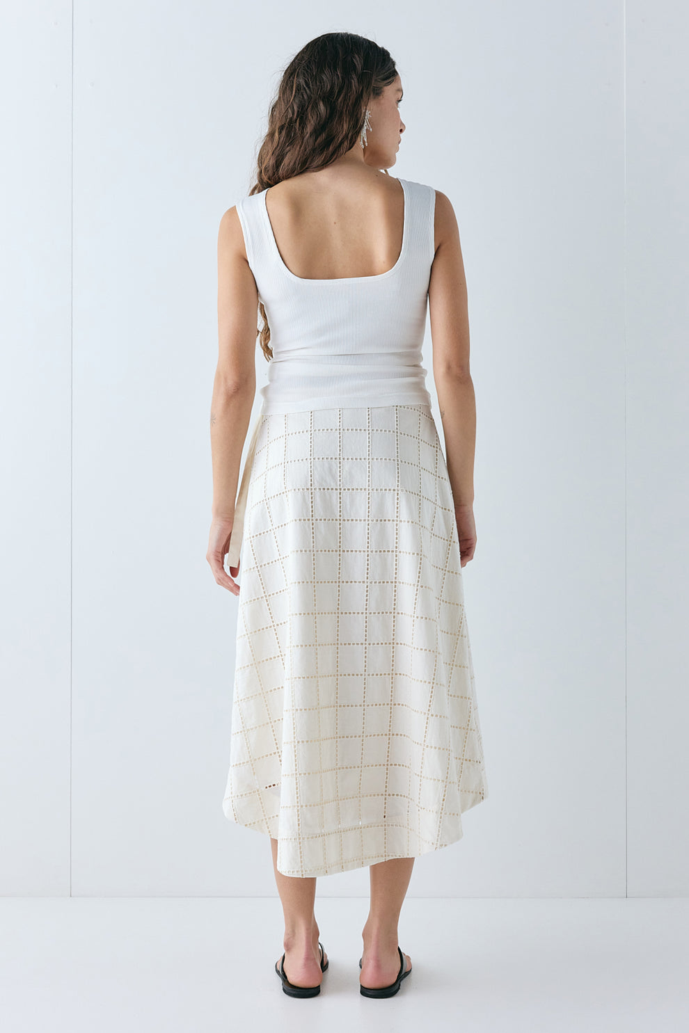 Lucille Anglaise Midi Skirt Cream