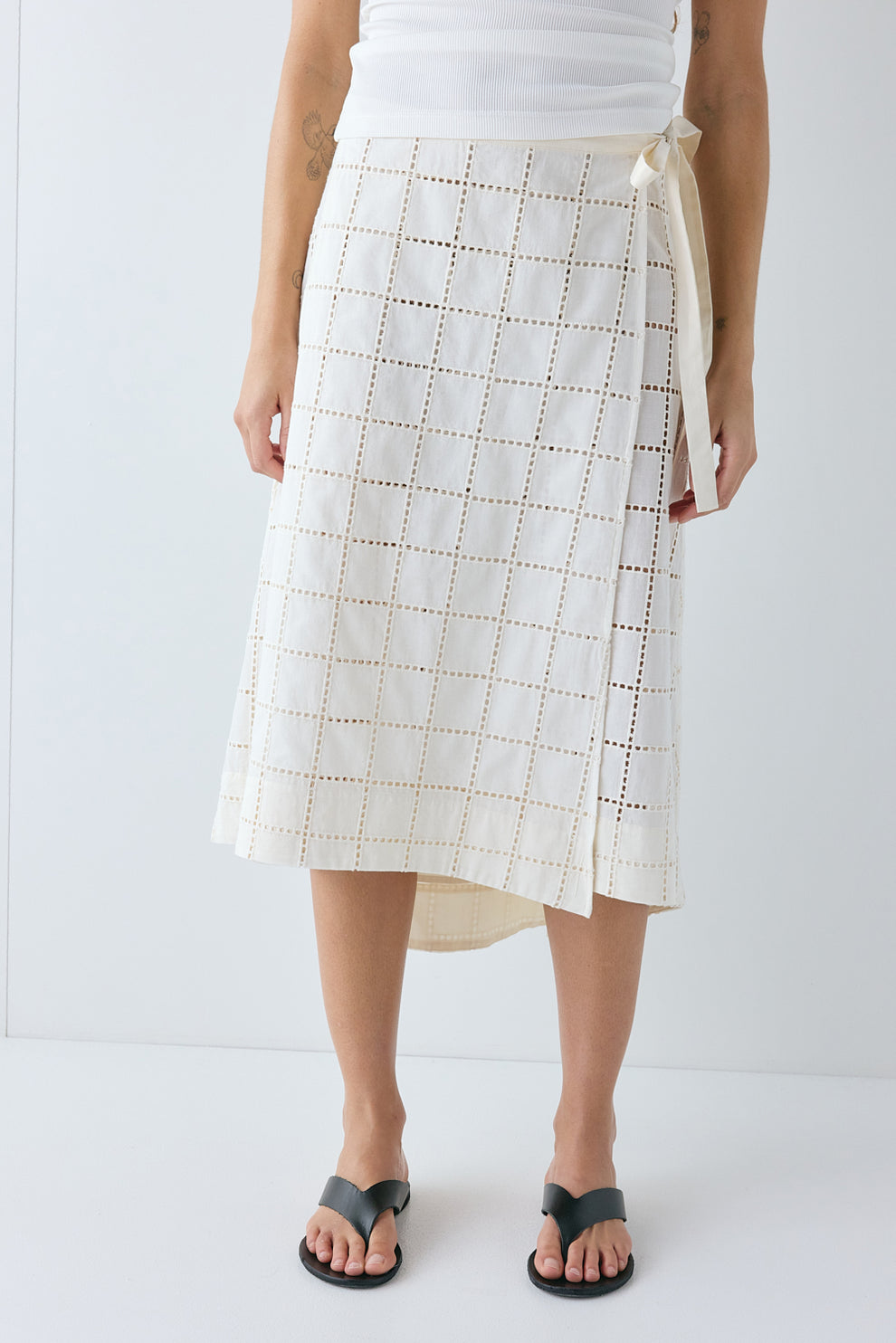 Lucille Anglaise Midi Skirt Cream