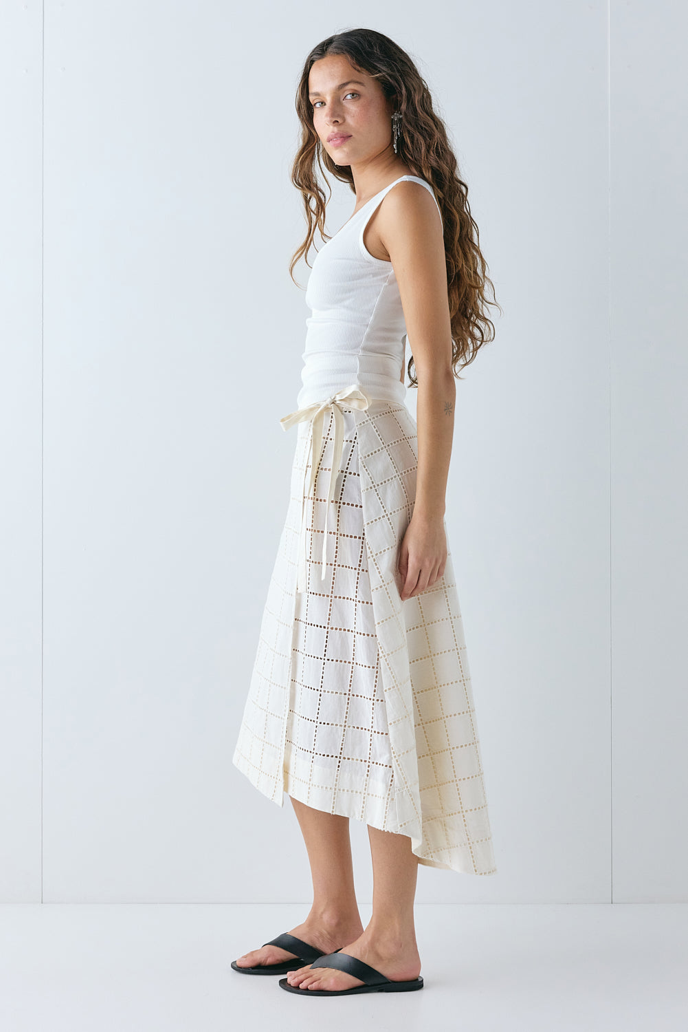 Lucille Anglaise Midi Skirt Cream