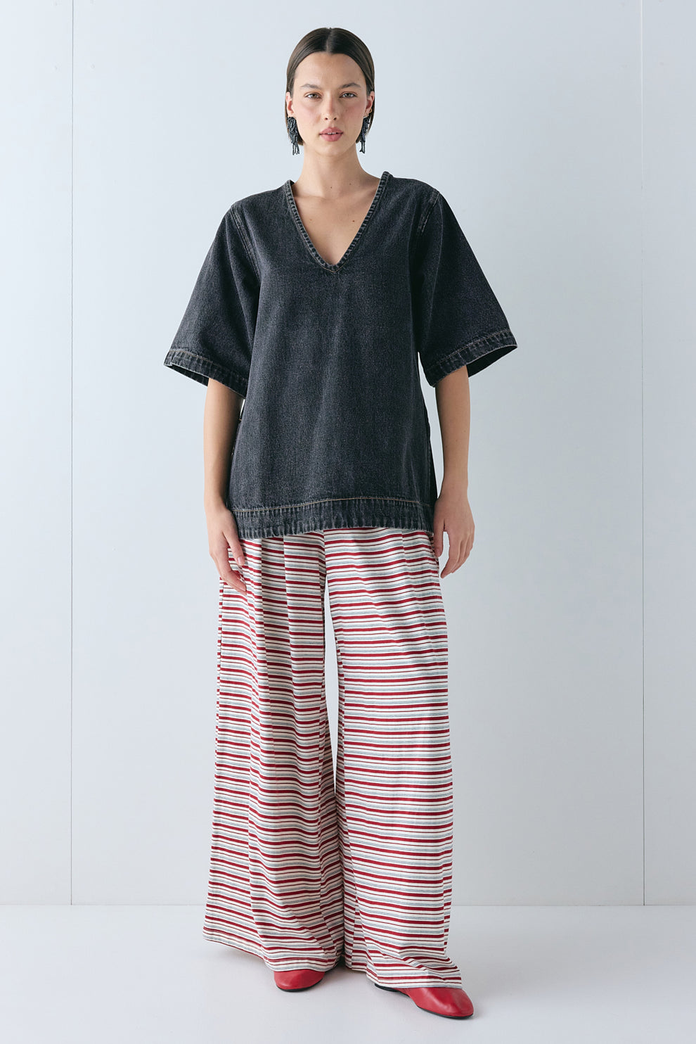 Hazel Denim Tunic Top Washed Black