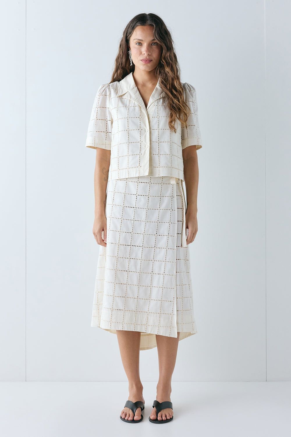 Lucille Anglaise Midi Skirt Cream