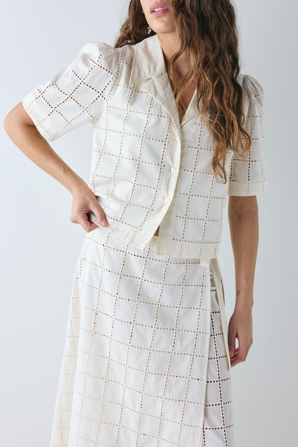Lucille Anglaise Midi Skirt Cream