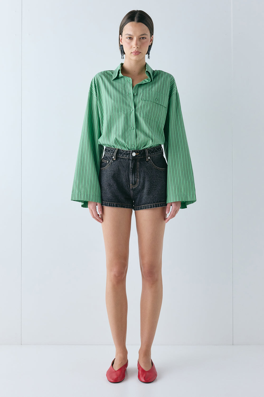 Claudie Denim Shorts Washed Black