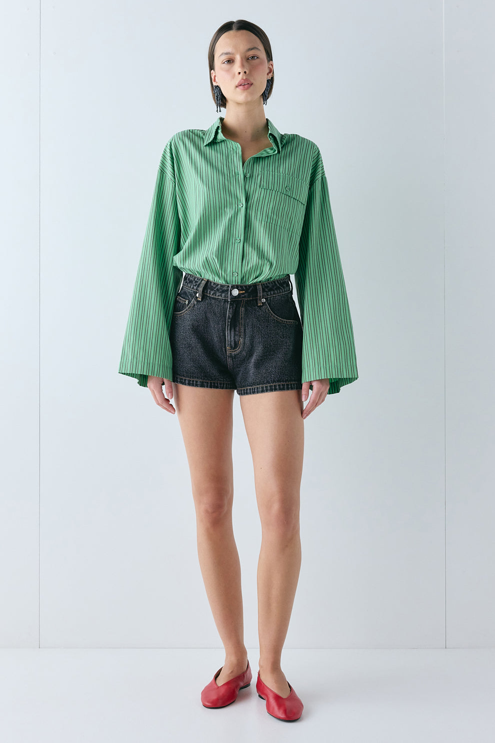 Claudie Denim Shorts Washed Black