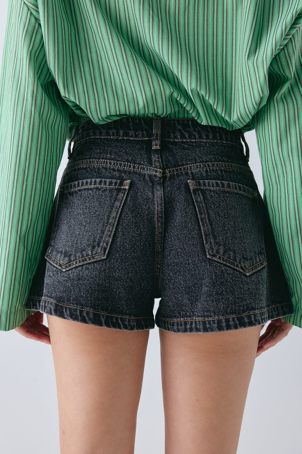 Claudie Denim Shorts Washed Black