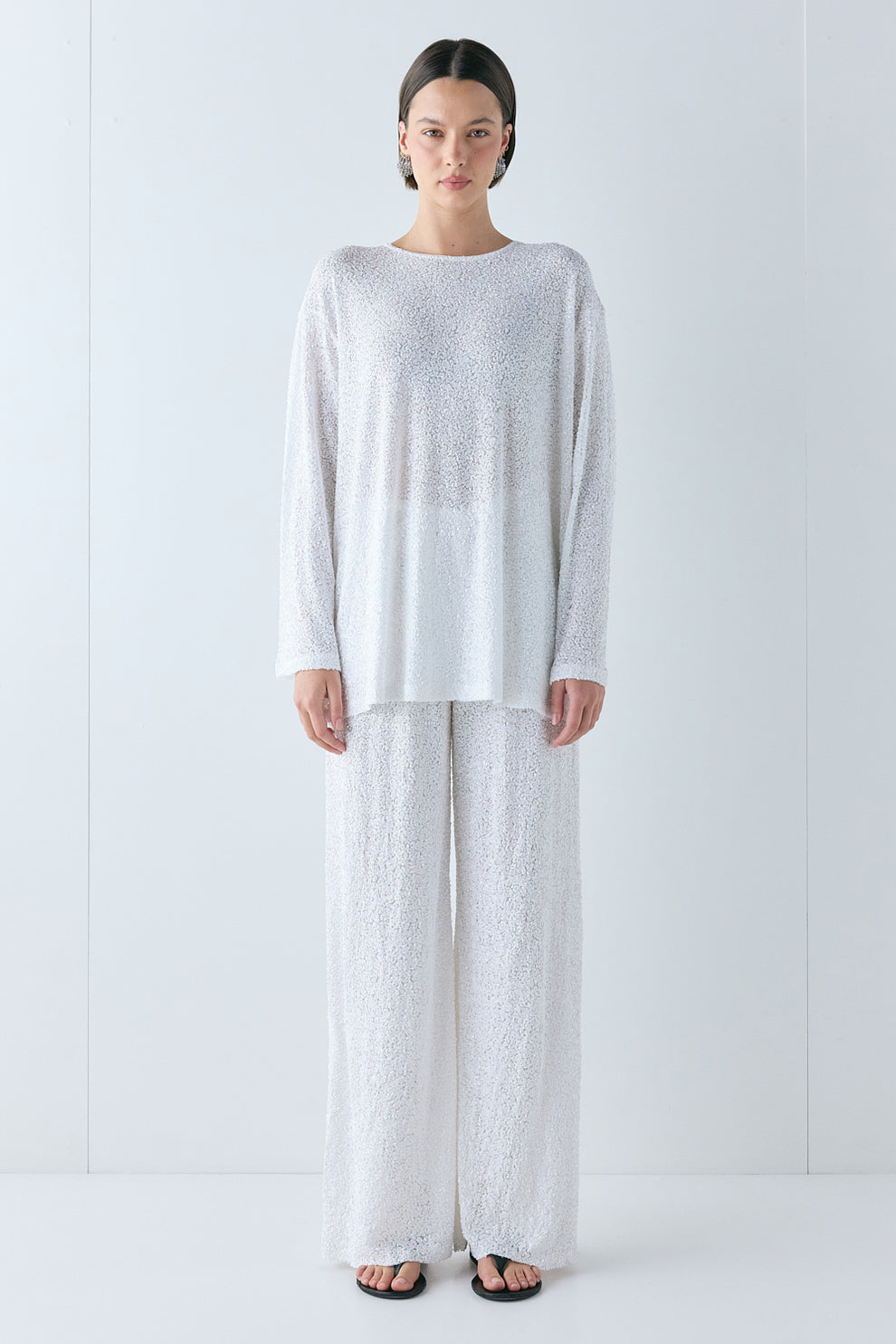Poppi Sequin Top White