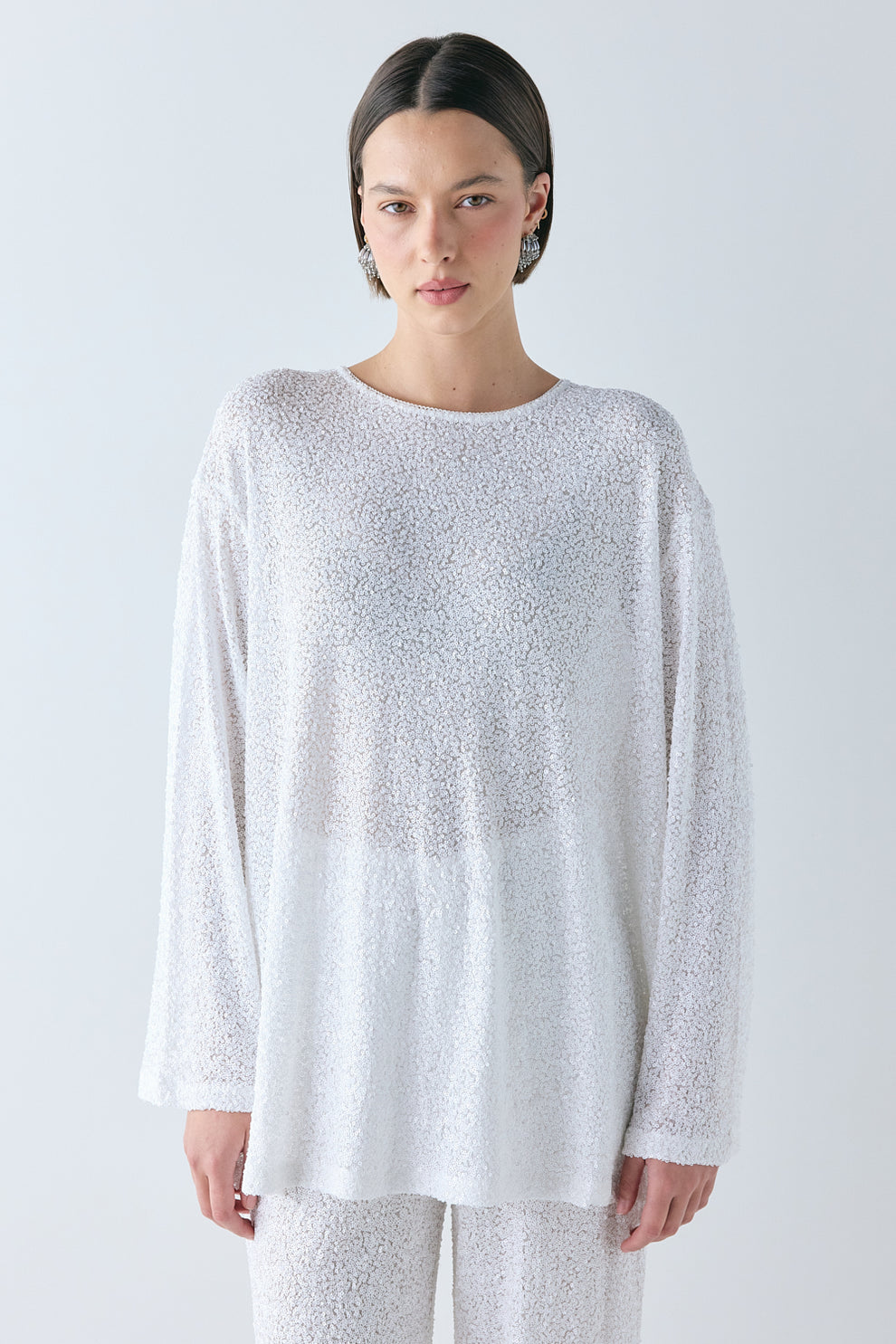 Poppi Sequin Top White - size:Alida:AU 6 / US 2