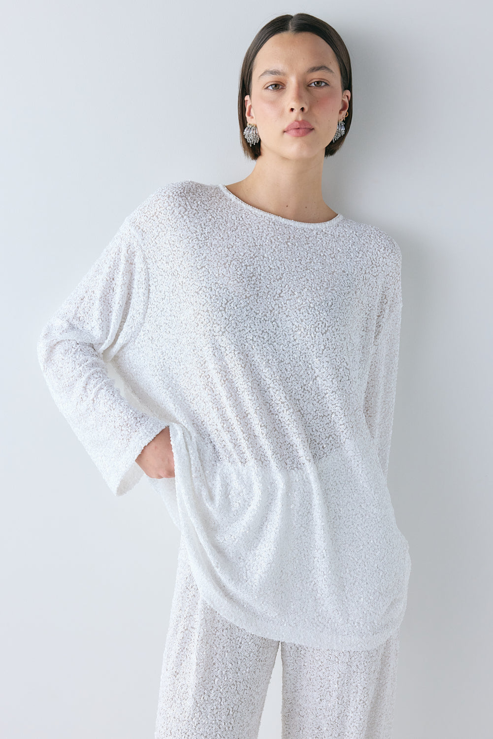Poppi Sequin Top White