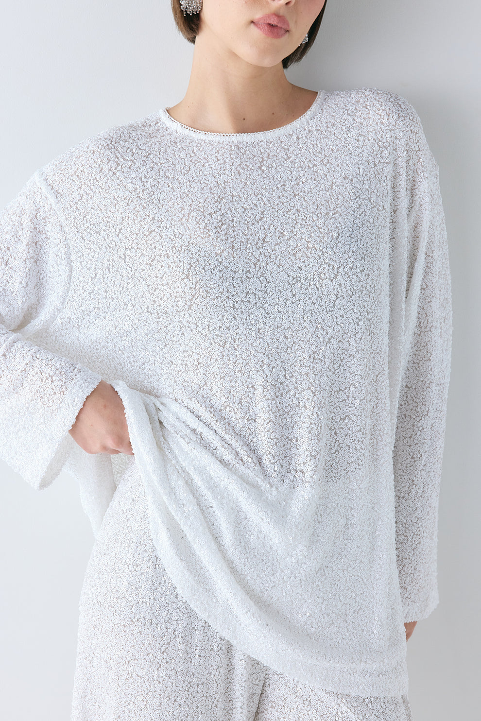 Poppi Sequin Top White