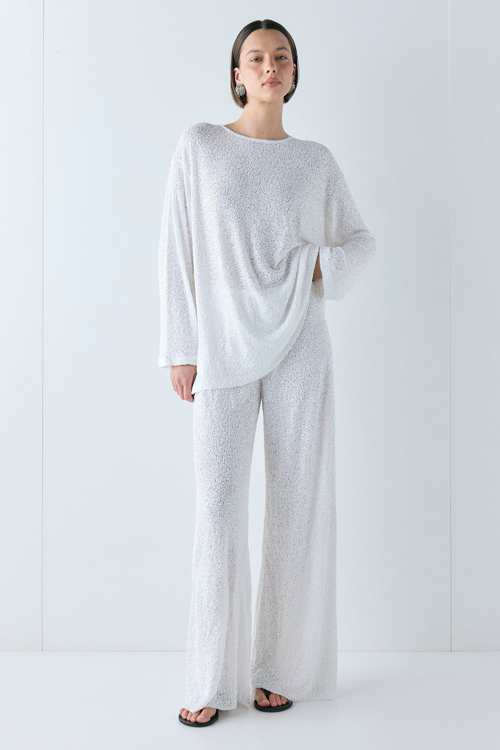 Poppi Sequin Top White