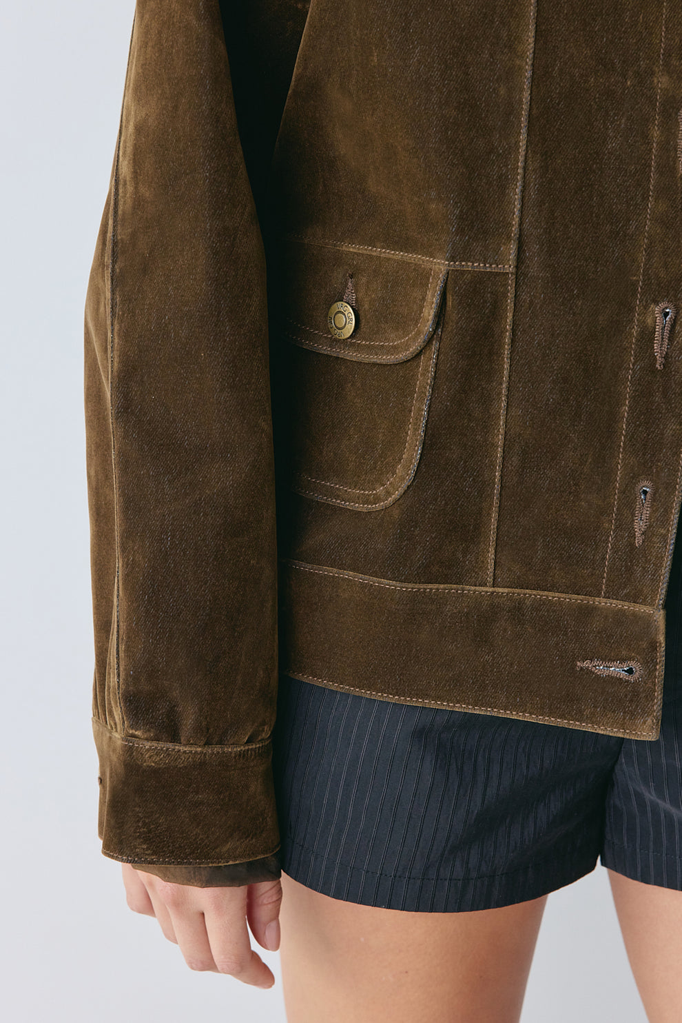 Carter Flocked Denim Jacket Brown