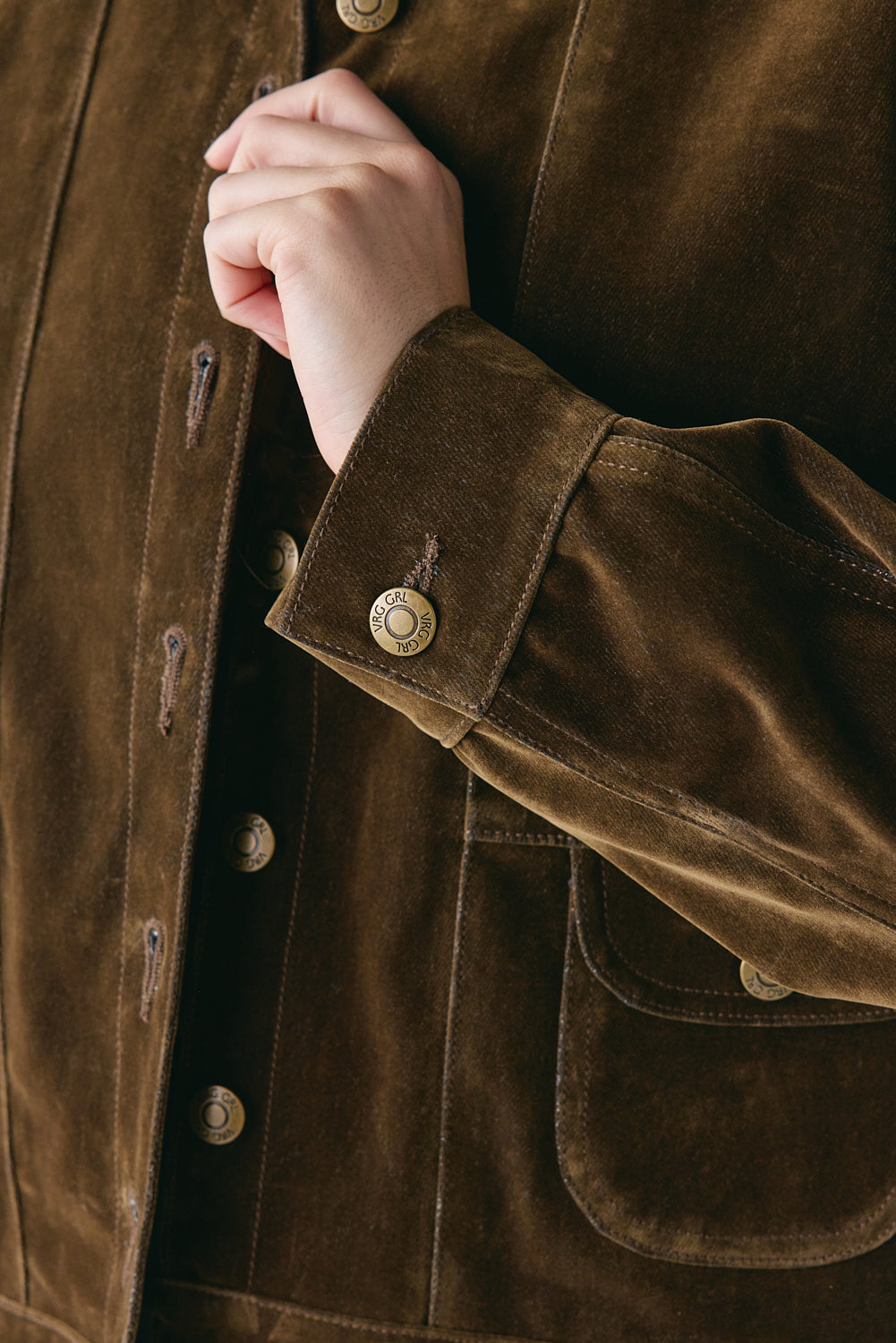 Carter Flocked Denim Jacket Brown