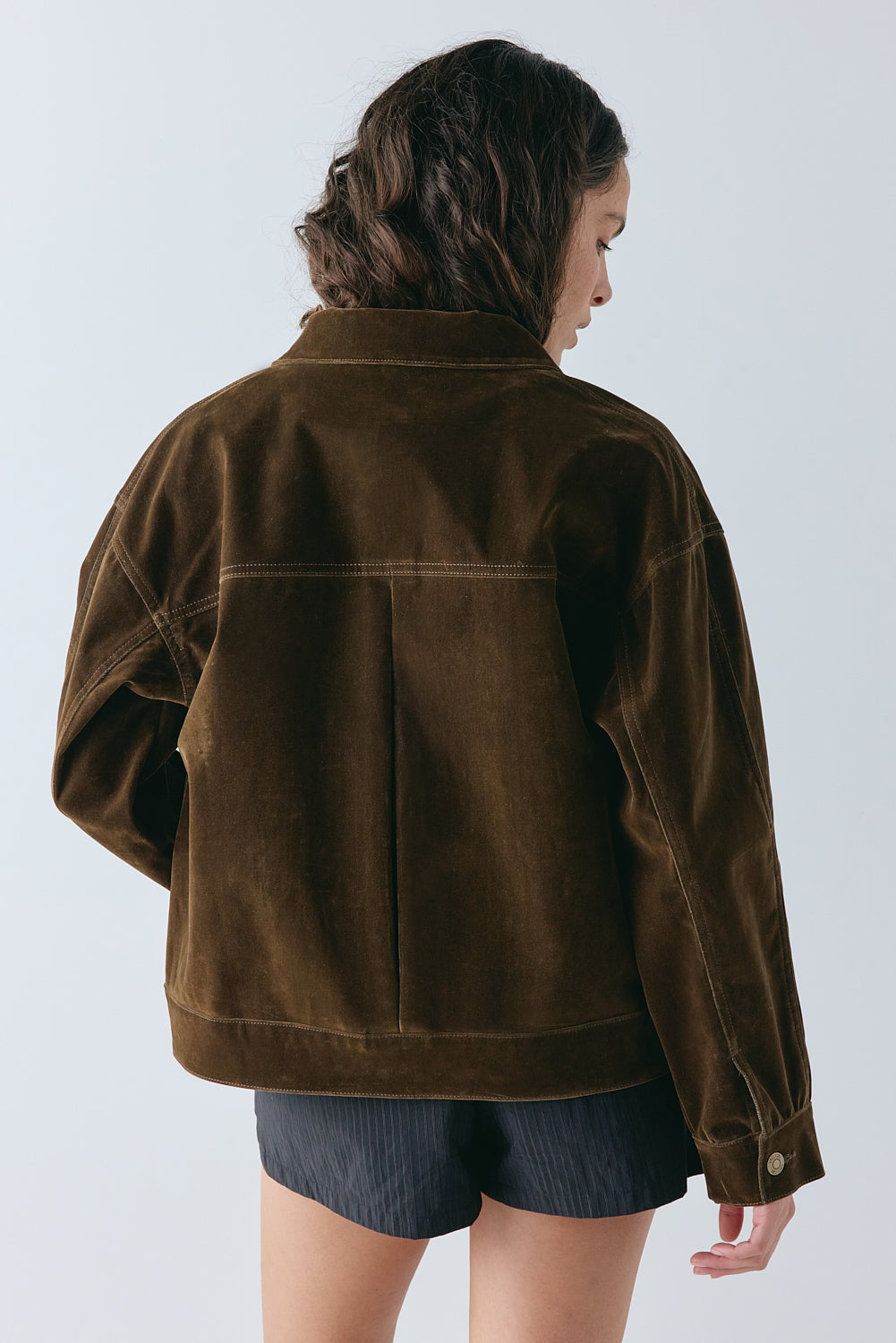 Carter Flocked Denim Jacket Brown