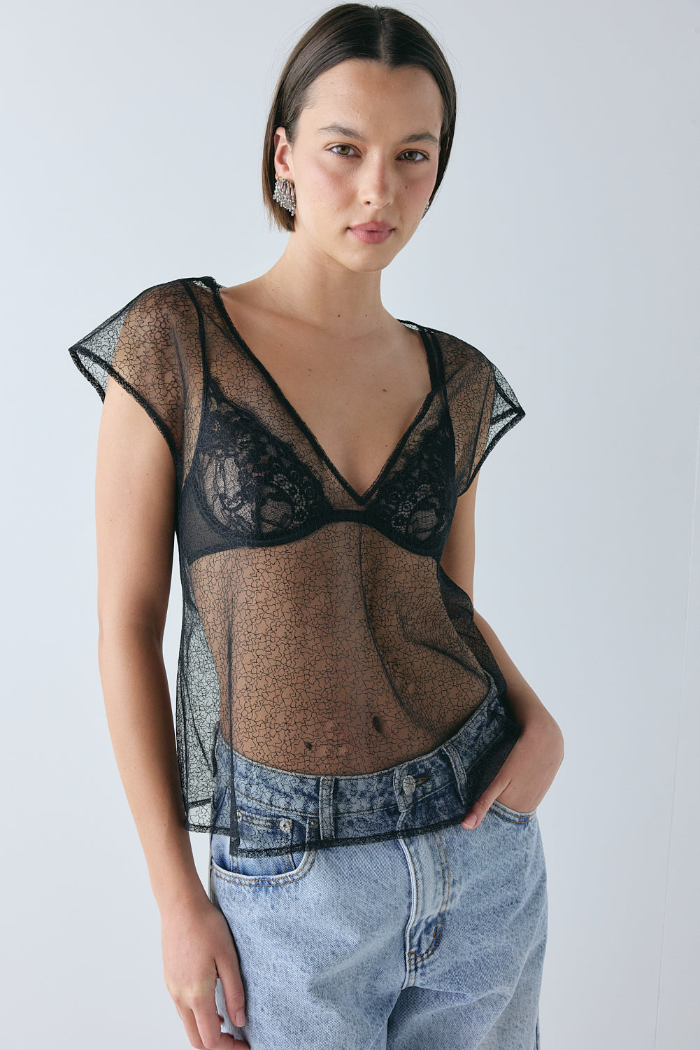Ella Sheer Top Black 