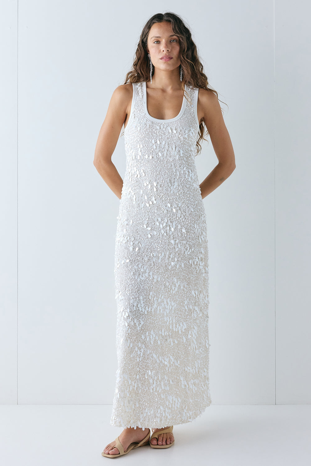 Petra Sequin Maxi Dress Cream - size:Stephanie:AU 6 / US 2