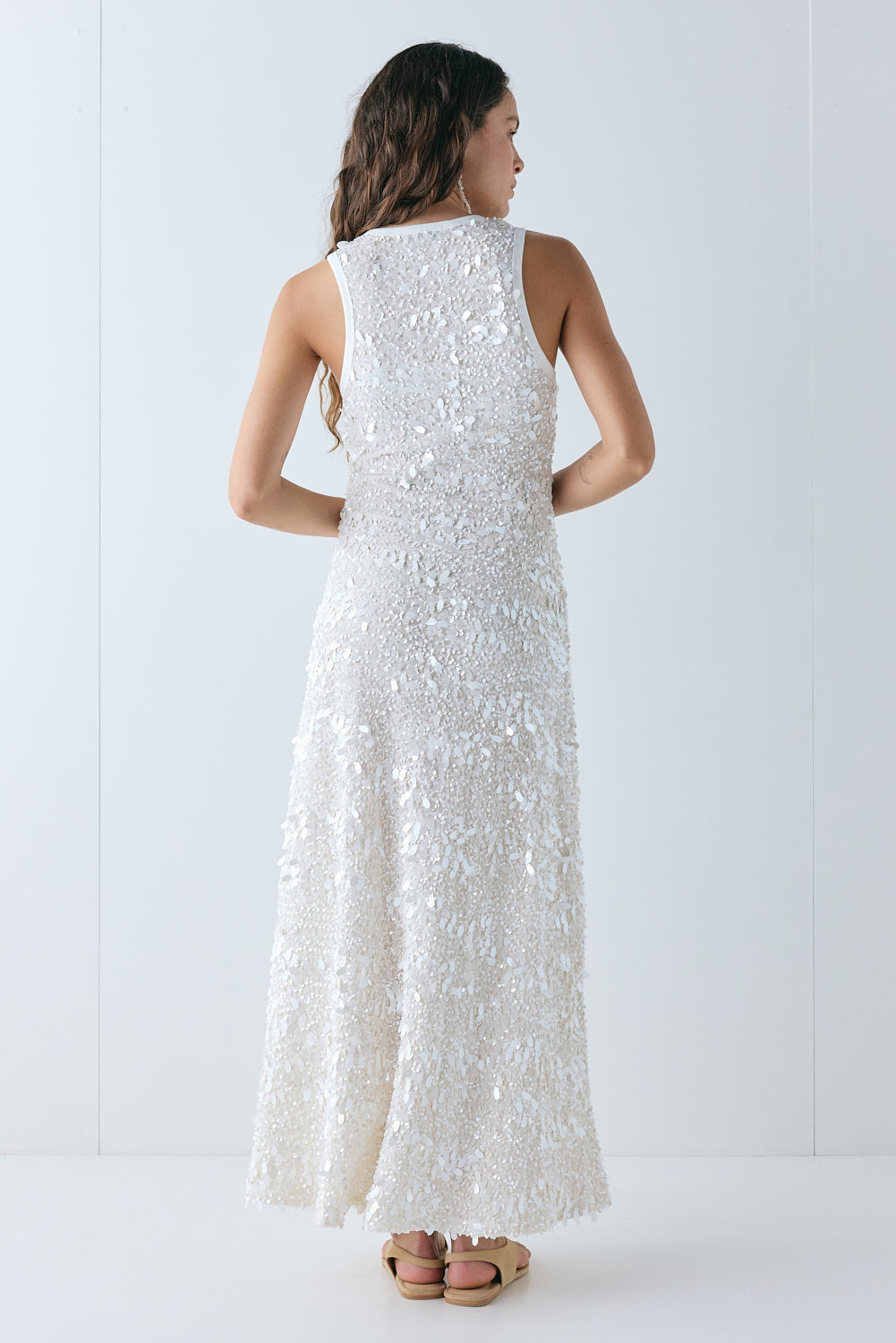 Petra Sequin Maxi Dress Cream