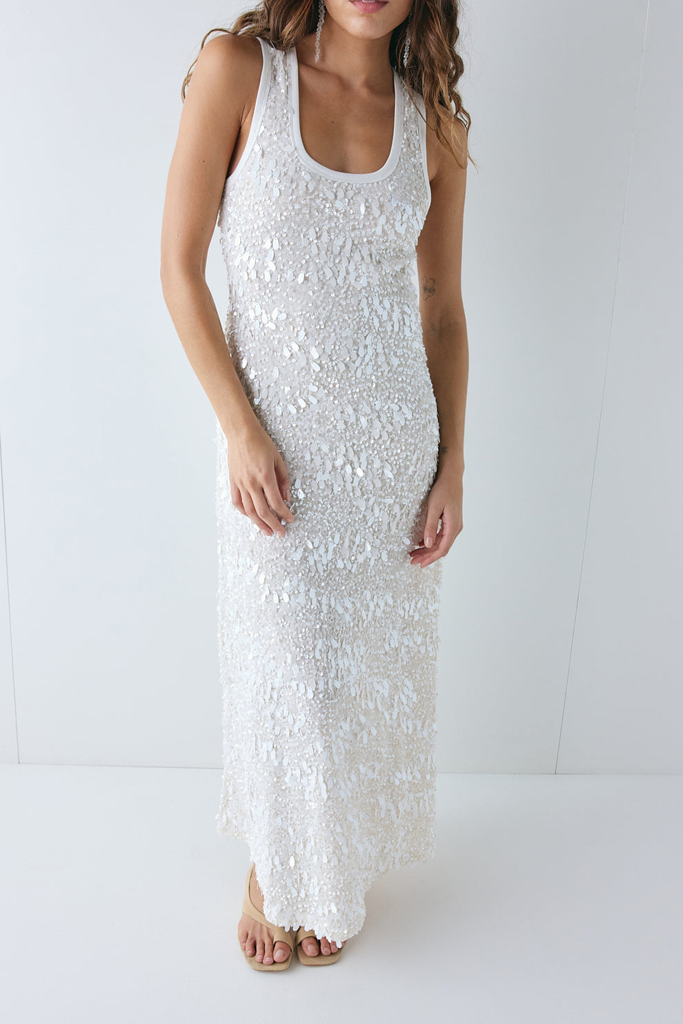 Petra Sequin Maxi Dress Cream