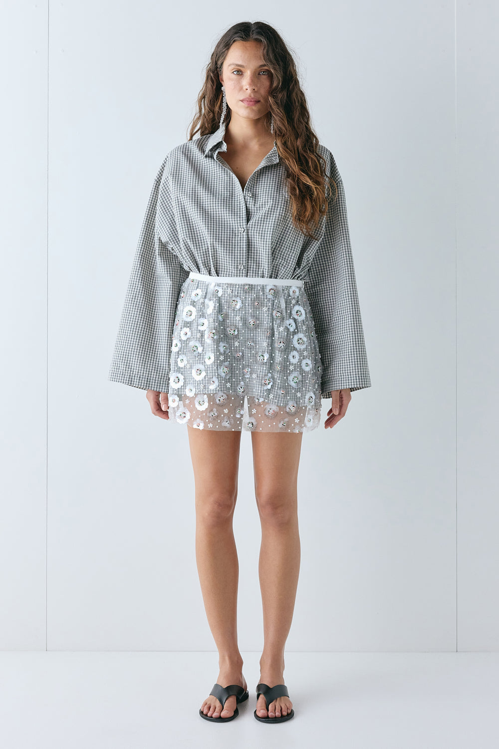 Polly Sequin Mini Skirt Rosette 
