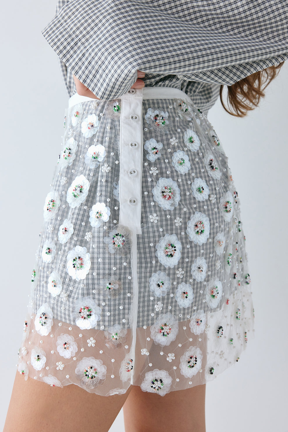 Polly Sequin Mini Skirt Rosette 