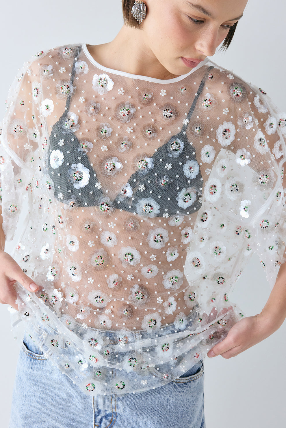 Sadie Sequin Top Rosette