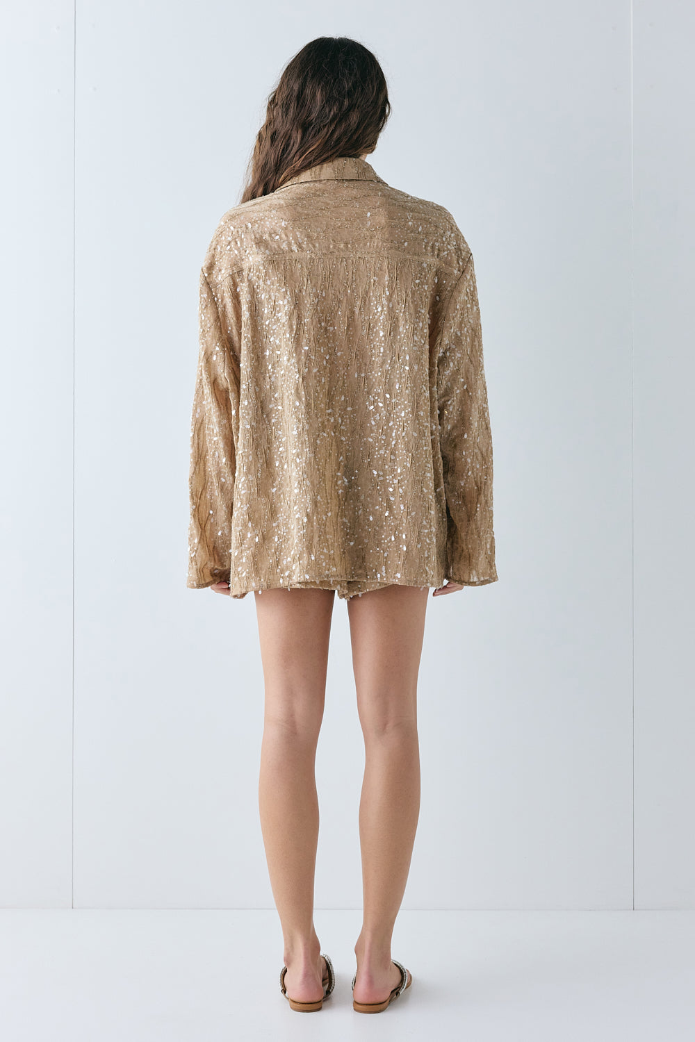 Vale Sequin Shirt Tan 