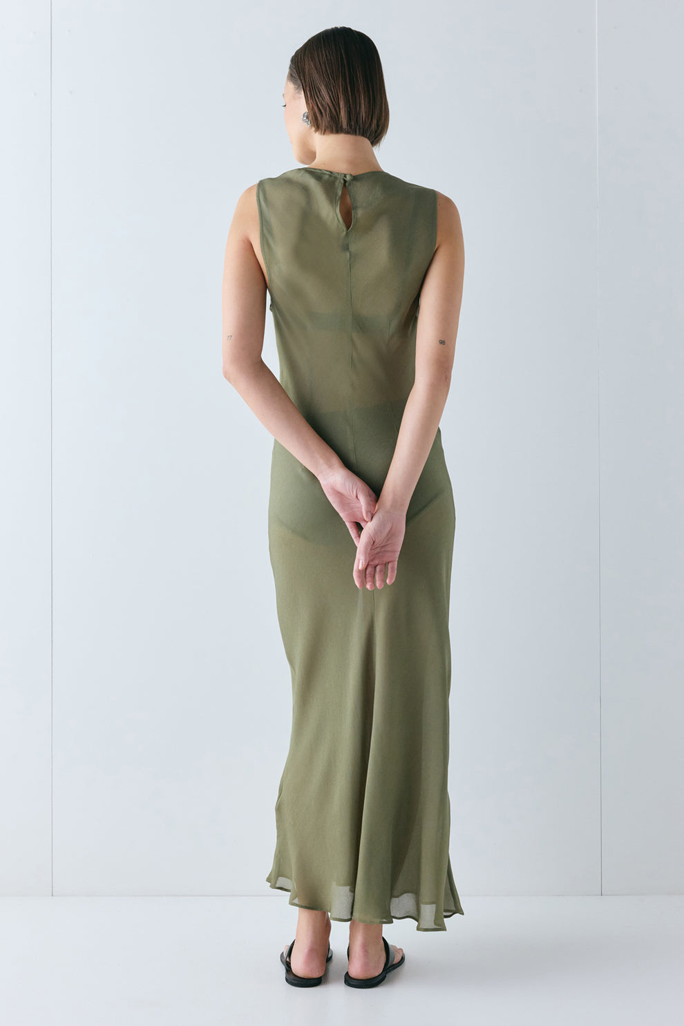 Francesca Sheer Maxi Dress Olive