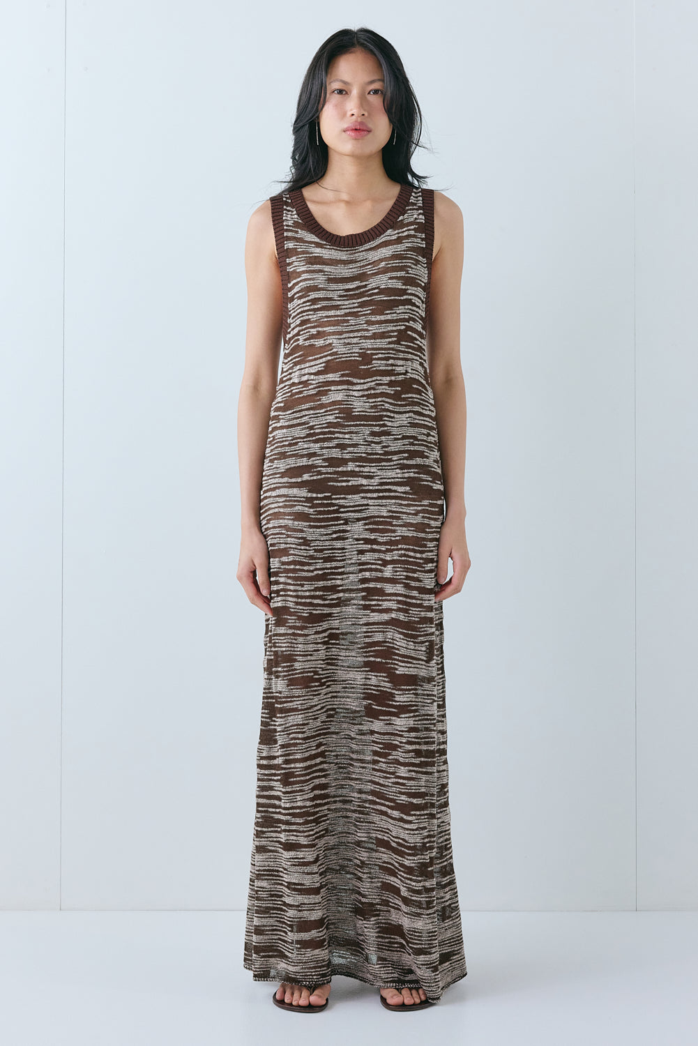 Selena Knit Midi Dress Brown Melange
