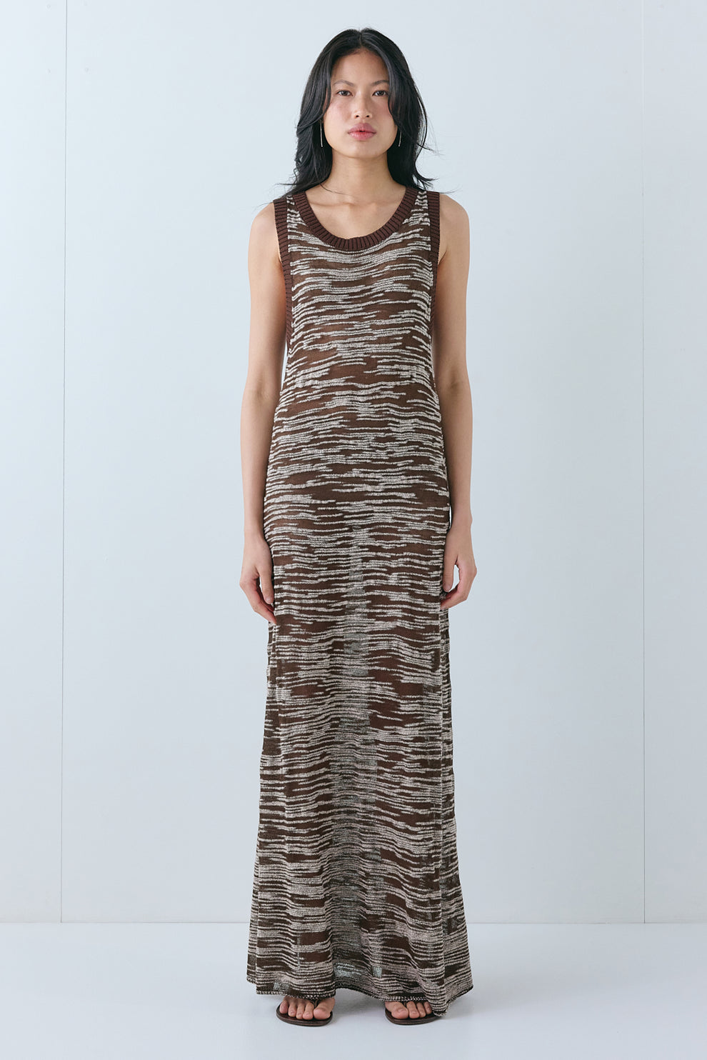 Selena Knit Midi Dress Brown Melange