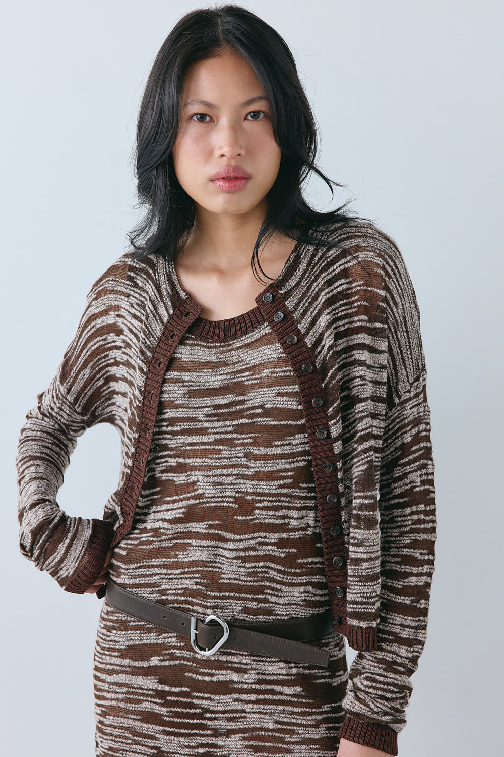 Claire Knit Cardigan Brown Melange 