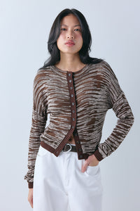 Claire Knit Cardigan Brown Melange
