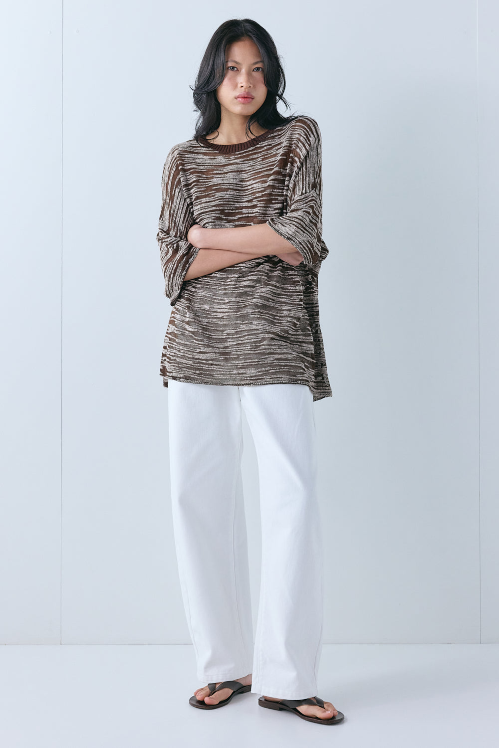 Willow Knit Tee Brown Melange