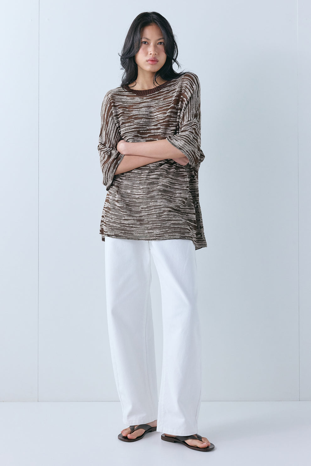 Willow Knit Tee Brown Melange