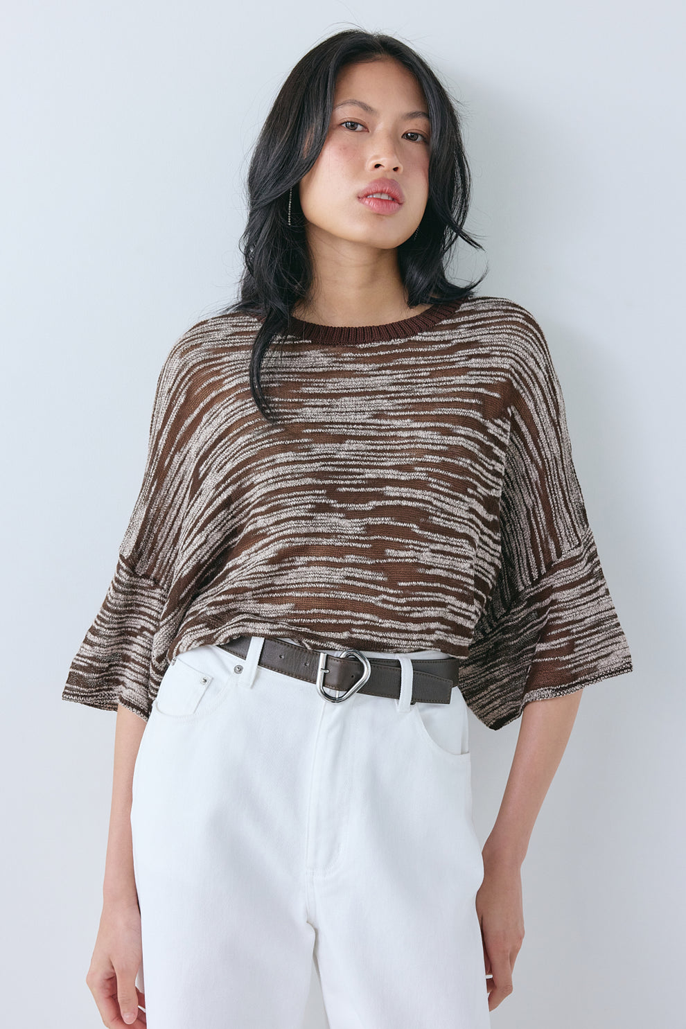 Willow Knit Tee Brown Melange
