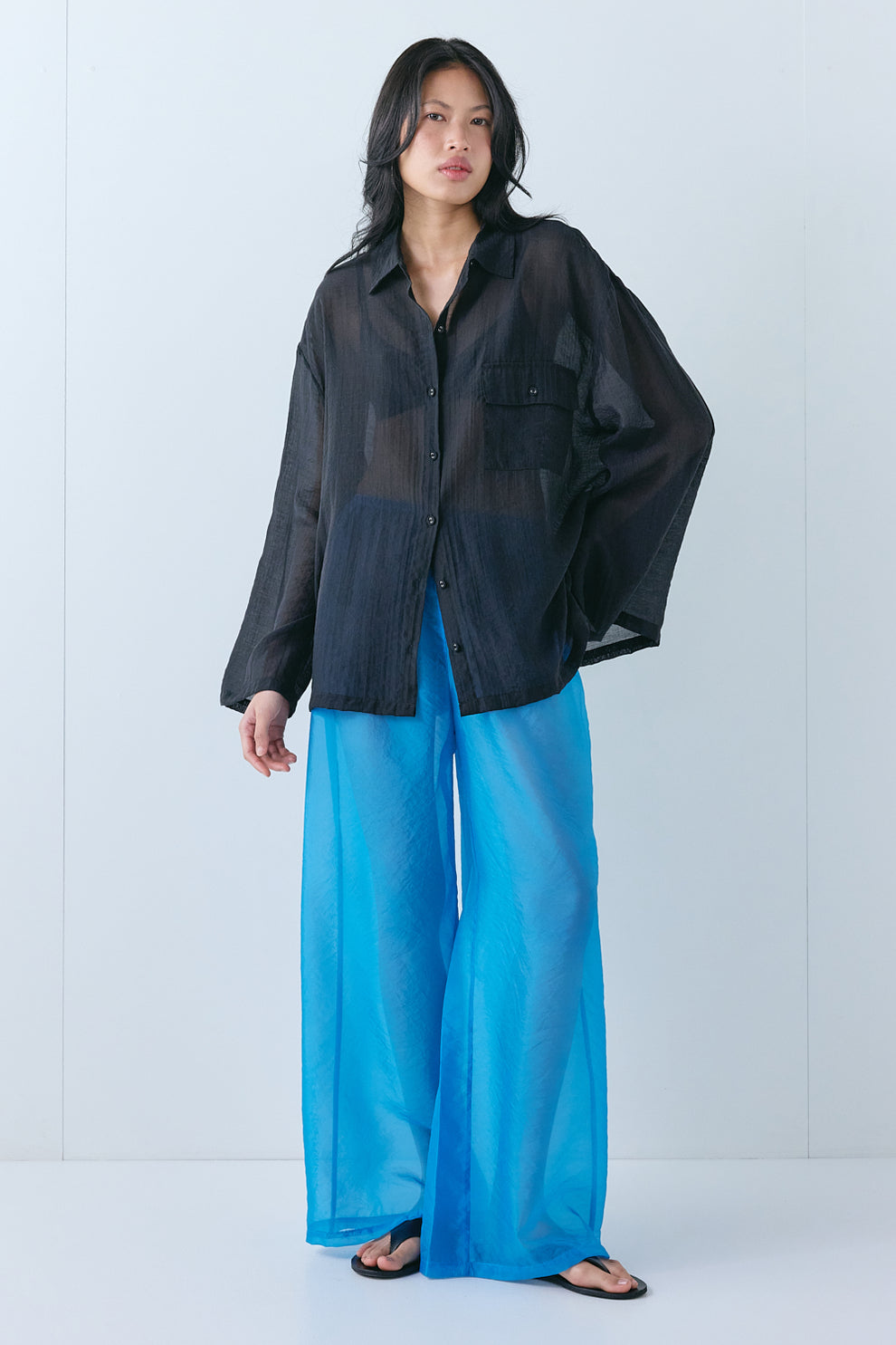 Enzo Sheer Pants Aqua 