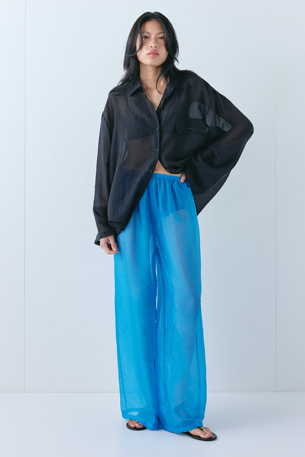 Enzo Sheer Pants Aqua 