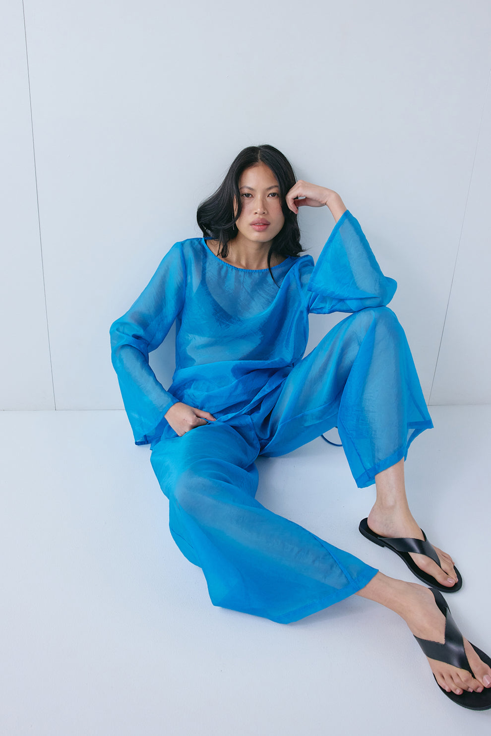 Leni Sheer Top Aqua 