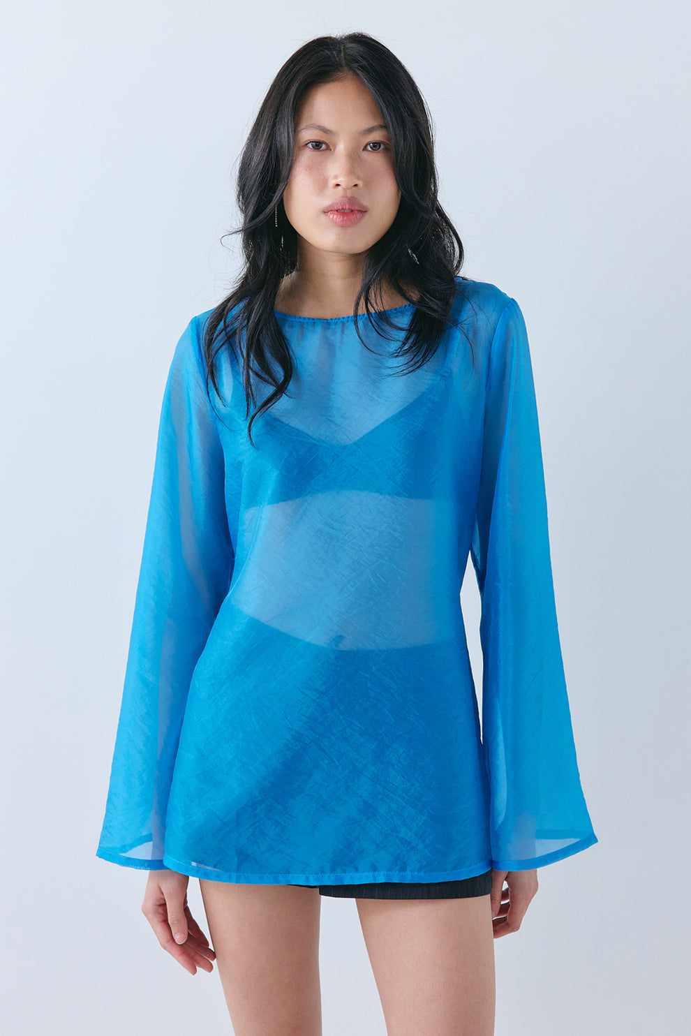 Leni Sheer Top Aqua - size:Ploy:AU 6 / US 2