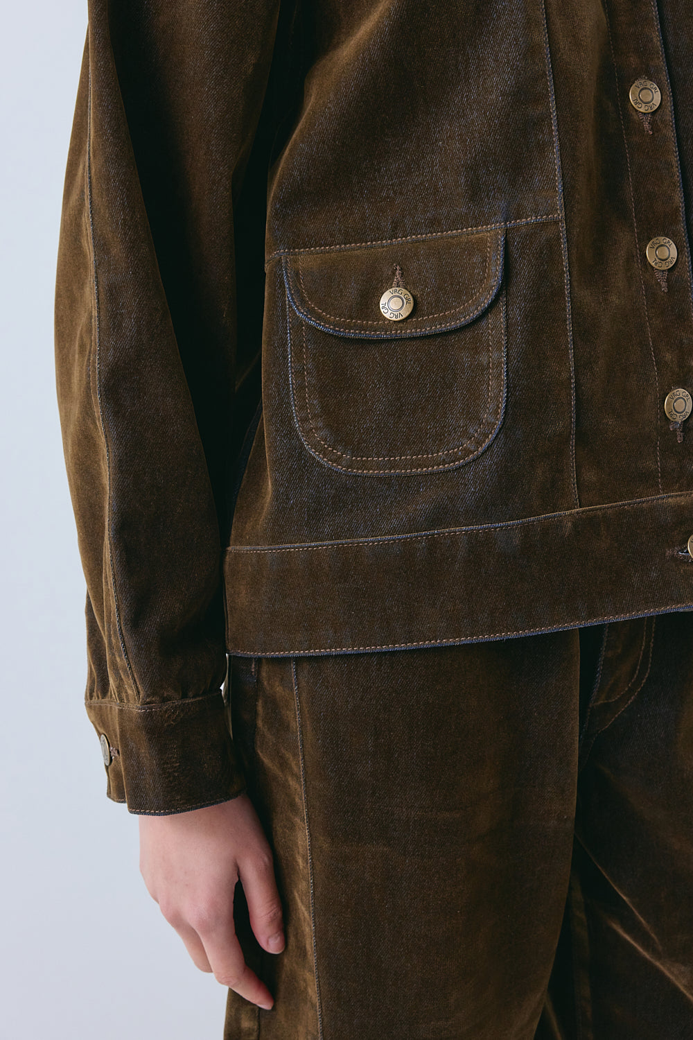 Carter Flocked Denim Jacket Brown