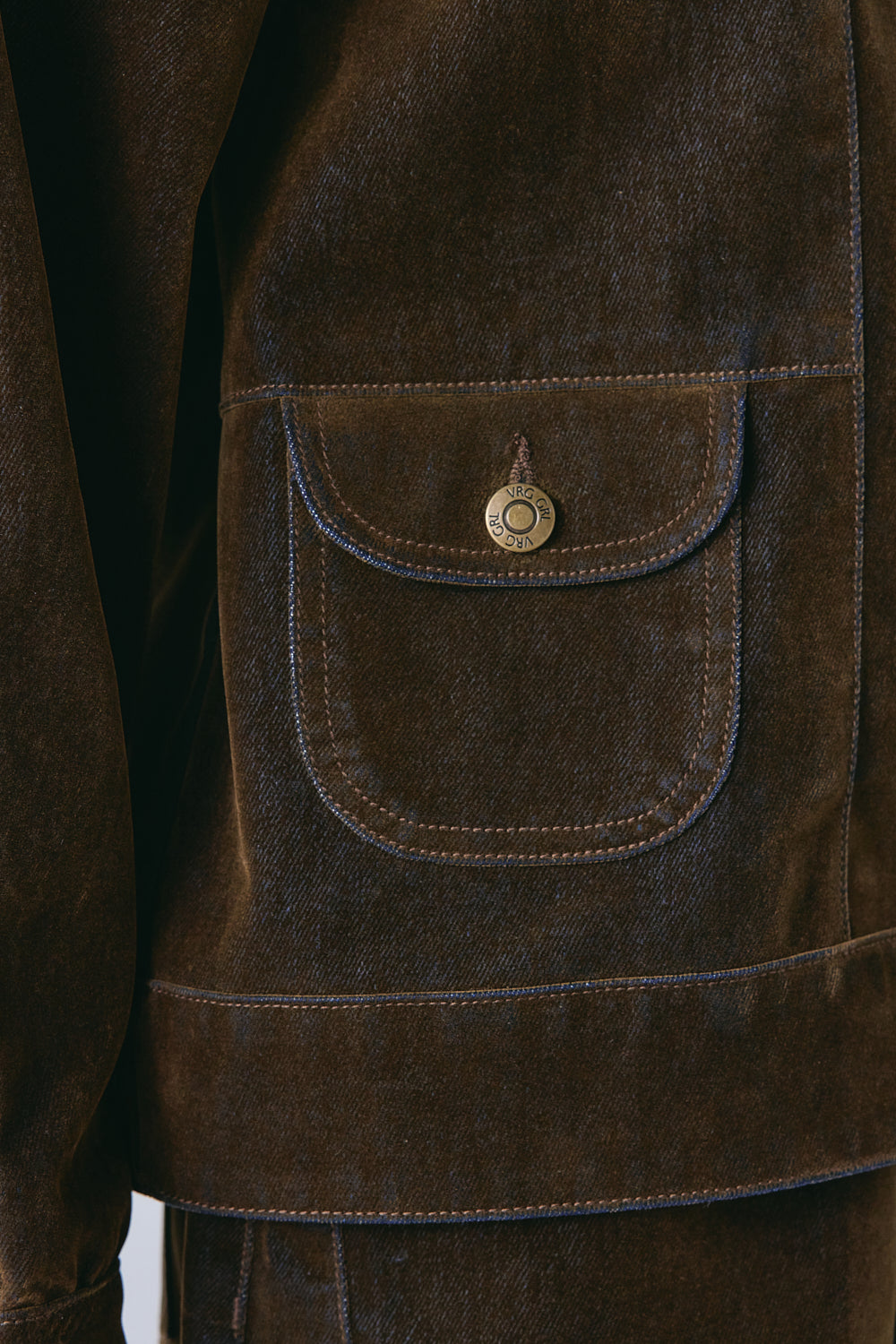 Carter Flocked Denim Jacket Brown