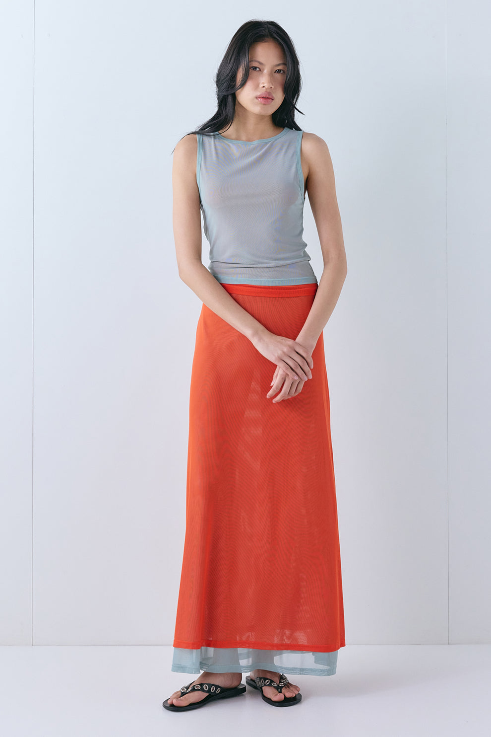 Alexia Mesh Top Grey - size:Ploy:AU 6 / US 2