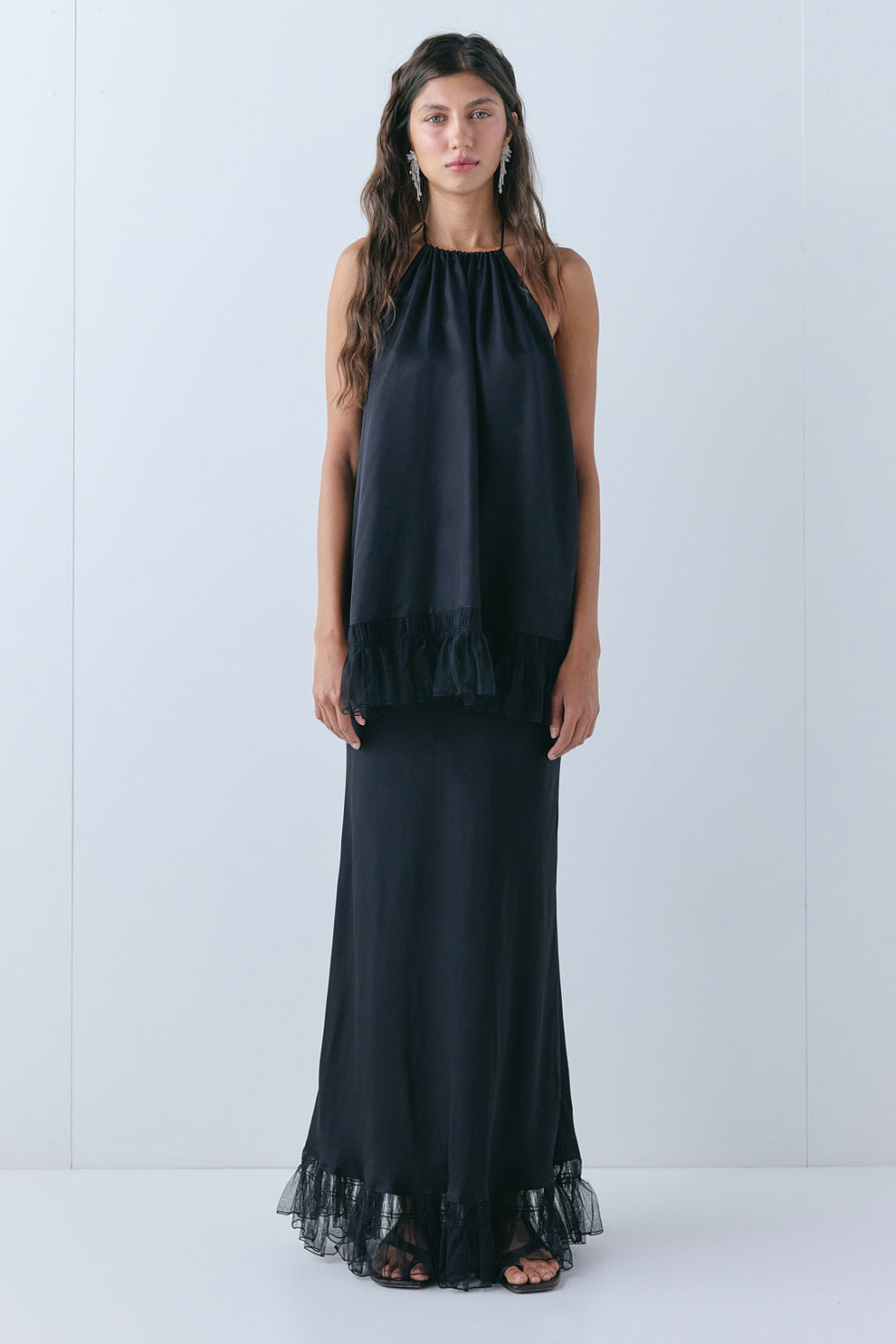 Aliyah Satin Maxi Skirt Black