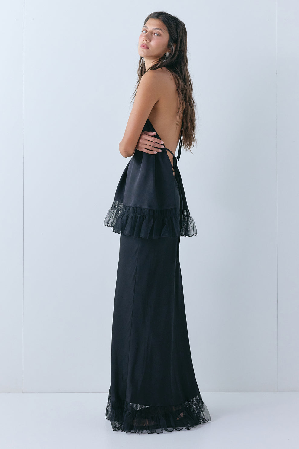 Aliyah Satin Maxi Skirt Black