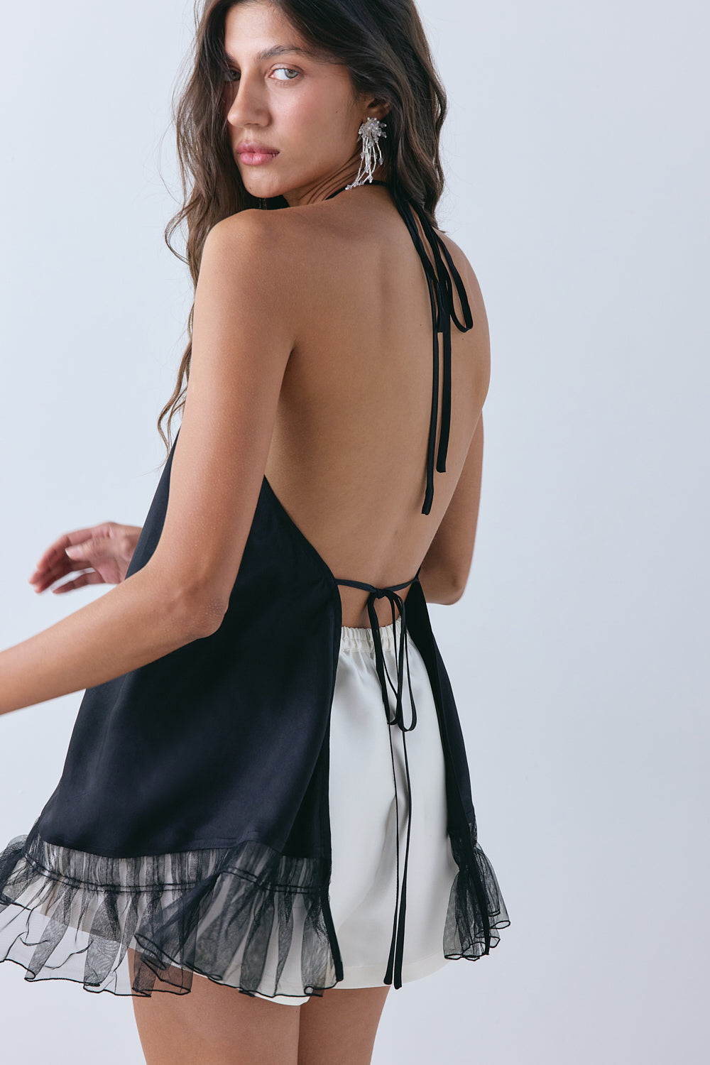 Naomi Satin Top Black