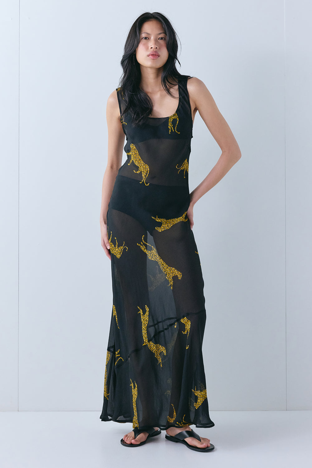 Odessa Sheer Maxi Dress Cheetah 