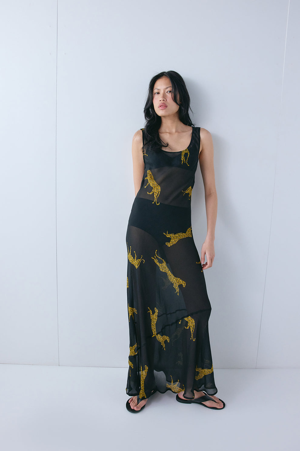 Odessa Sheer Maxi Dress Cheetah 