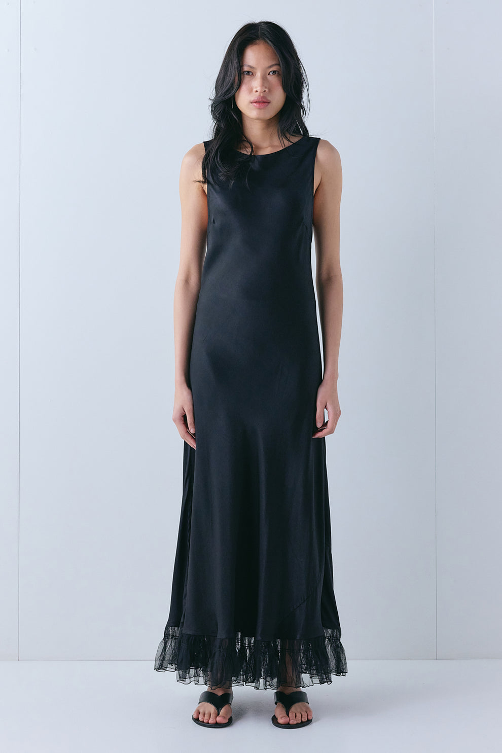 Micha Satin Maxi Dress Black